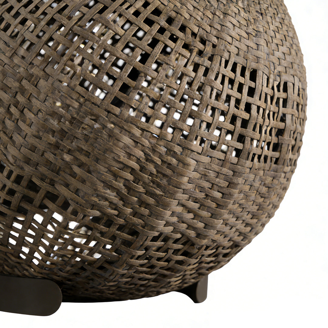 Woven Grass Vine Globe Outdoor Floor Lantern IP65 Solar/Hardwired 3000K Stainless Steel