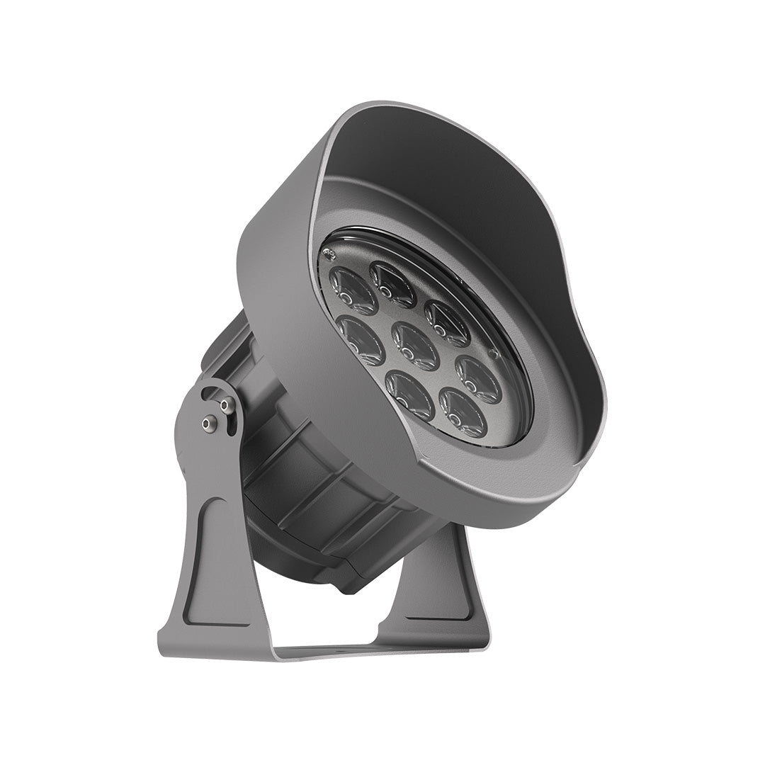 Hardwired LED Outdoor Spotlight 8W or 15W Cree Chip Adjustable Die-Cast Aluminum IP65 3000K Sand Gray Floor Mount