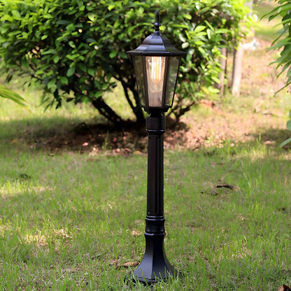 Hexagon Outdoor Path Light Black Die-Cast Aluminum High Transparency Glass E27 31 Inch Traditional