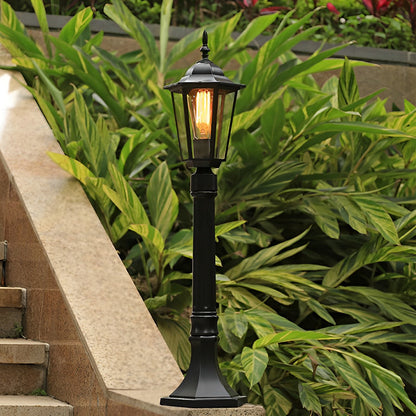 Hexagon Outdoor Path Light Black Die-Cast Aluminum High Transparency Glass E27 31 Inch Traditional