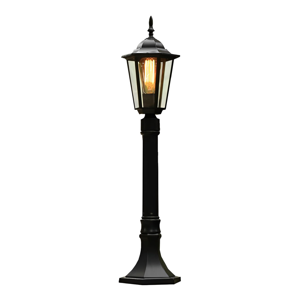 Hexagon Outdoor Path Light Black Die-Cast Aluminum High Transparency Glass E27 31 Inch Traditional