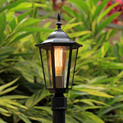 Hexagon Outdoor Path Light Black Die-Cast Aluminum High Transparency Glass E27 31 Inch Traditional