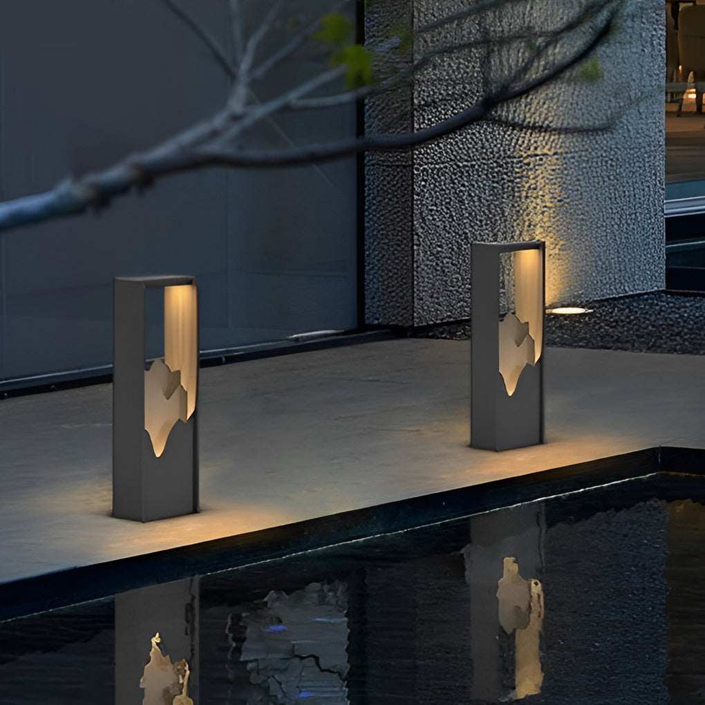 Architectural Slim LED Bollard Light Waterproof Outdoor Pathway Landscape Lighting Black Aluminum IP65