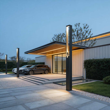 Architectural Slim LED Bollard Light Waterproof Outdoor Pathway Landscape Lighting Black Aluminum IP65