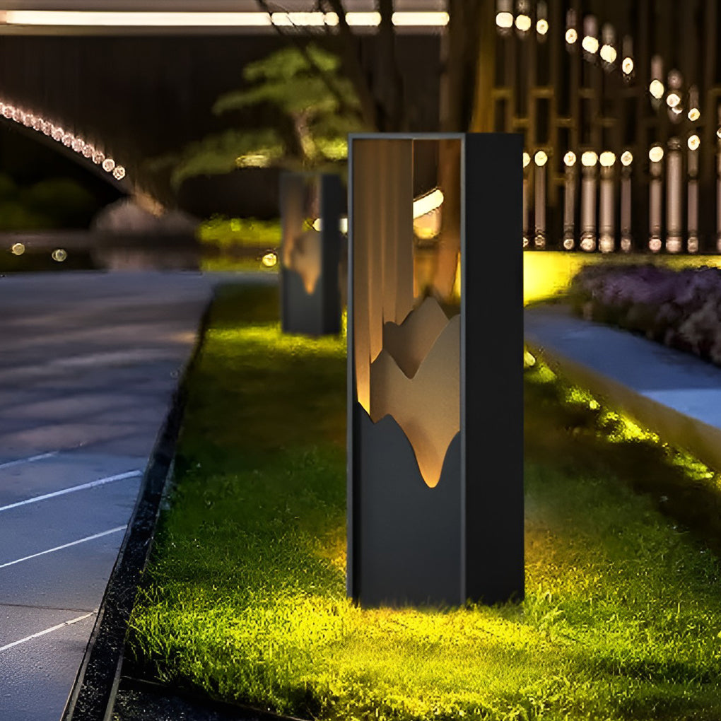 Architectural Slim LED Bollard Light Waterproof Outdoor Pathway Landscape Lighting Black Aluminum IP65