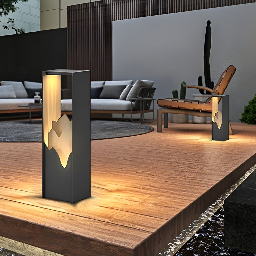 Architectural Slim LED Bollard Light Waterproof Outdoor Pathway Landscape Lighting Black Aluminum IP65