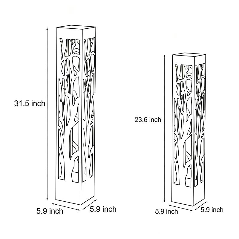 Hollow Branch Cut-Out Stainless Steel Landscape Bollard Solar Hardwired LED Outdoor IP54 2 Heights