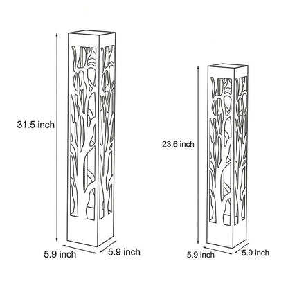Hollow Branch Cut-Out Stainless Steel Landscape Bollard Solar Hardwired LED Outdoor IP54 2 Heights