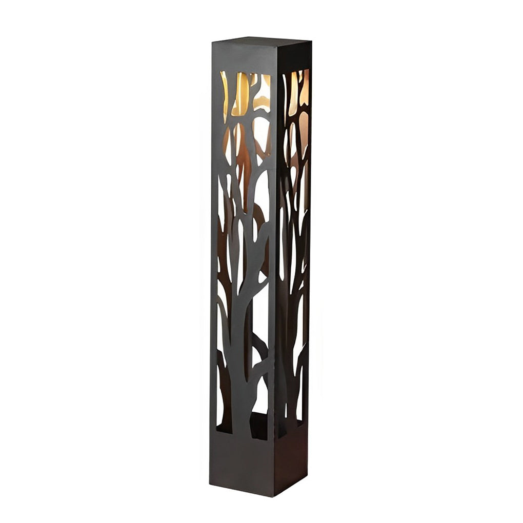 Hollow Branch Cut-Out Stainless Steel Landscape Bollard Solar Hardwired LED Outdoor IP54 2 Heights