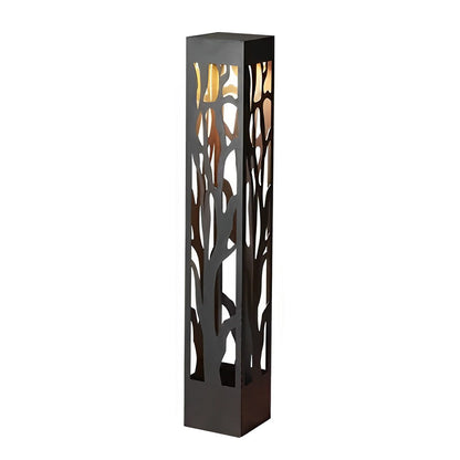 Hollow Branch Cut-Out Stainless Steel Landscape Bollard Solar Hardwired LED Outdoor IP54 2 Heights