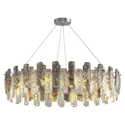 Contemporary Crystal Chandelier Solid Copper Textured Crystal Rods Eye-Protecting E14 French Style
