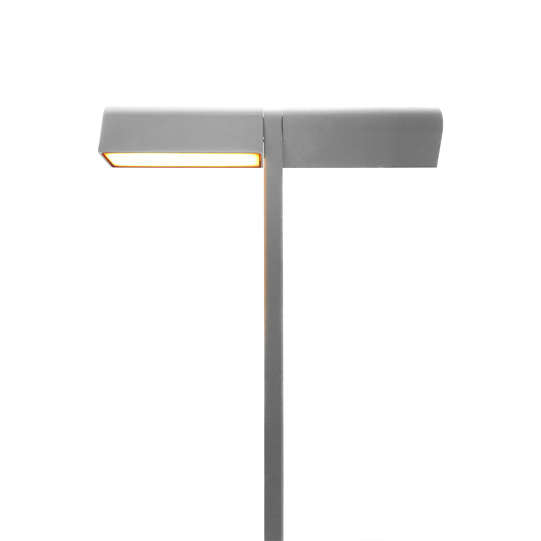 Modern Outdoor LED Pathway Light Dual Head Aluminum Gray Black 19.8 27.7 Inch