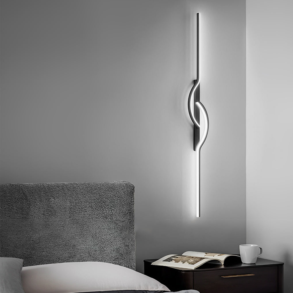 Curved Linear LED Wall Sconce Aluminum Silicone Dimmable 5 Sizes Black