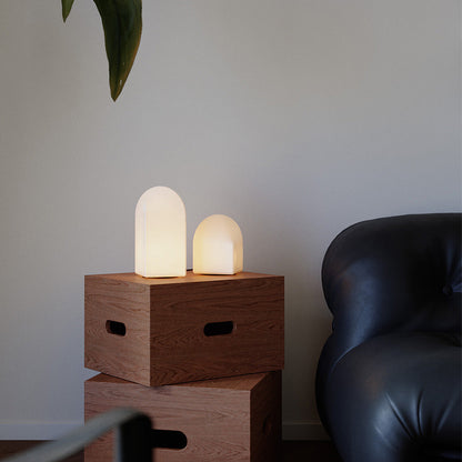 Architectural House Shape Table Lamp White Metal Glass LED Warm Night Light 3W Two Sizes