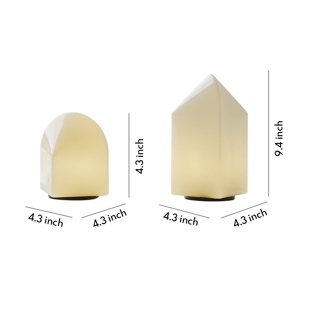 Architectural House Shape Table Lamp White Metal Glass LED Warm Night Light 3W Two Sizes