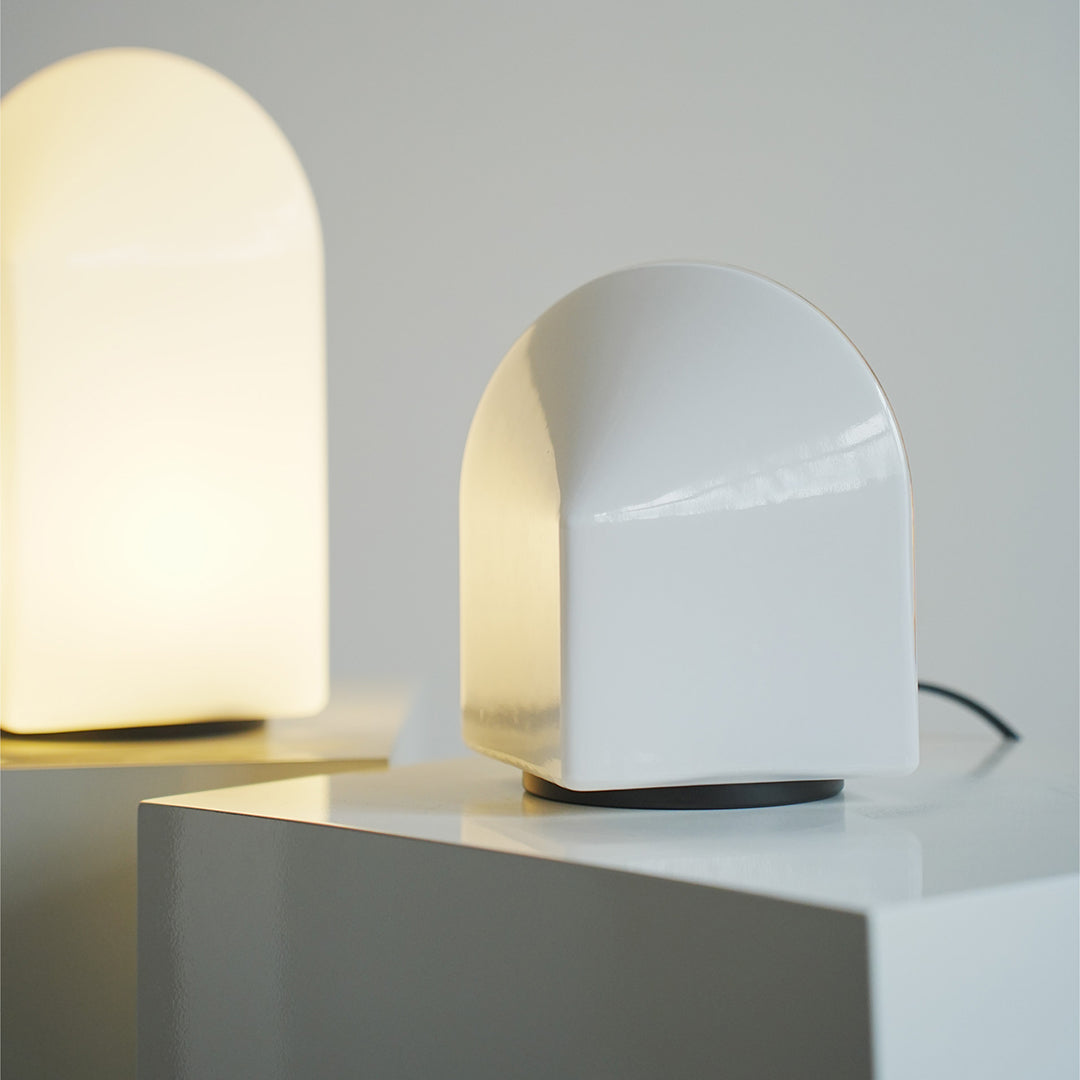 Architectural House Shape Table Lamp White Metal Glass LED Warm Night Light 3W Two Sizes