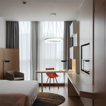 Thick Circle Acrylic Ring LED Pendant Light Dimmable Dining Room Bedroom Kitchen White Black