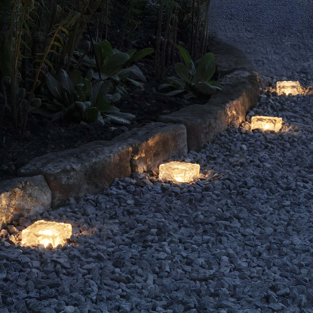 Solar Ice Cube Lights Outdoor LED IP65 Imitation Crystal Glass Step Deck Path Garden Warm White White Blue Green 4 Pack