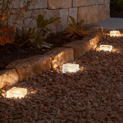 Solar Ice Cube Lights Outdoor LED IP65 Imitation Crystal Glass Step Deck Path Garden Warm White White Blue Green 4 Pack