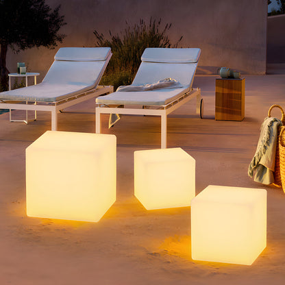 Ice Cube LED Outdoor Ground Light Solar Battery or Hardwired PC White IP54 3W 2 Sizes Garden Lawn Villa