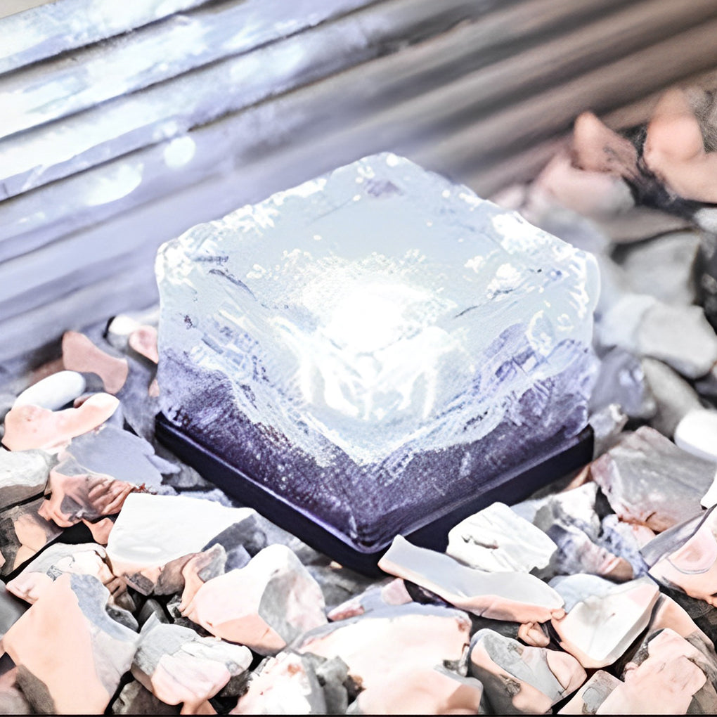 Solar Ice Cube Lights Outdoor LED IP65 Imitation Crystal Glass Step Deck Path Garden Warm White White Blue Green 4 Pack