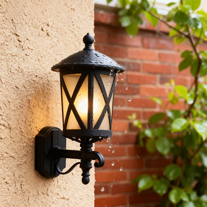 Retro Black Aluminium Outdoor Wall Lantern E26 IP44 9W European Style