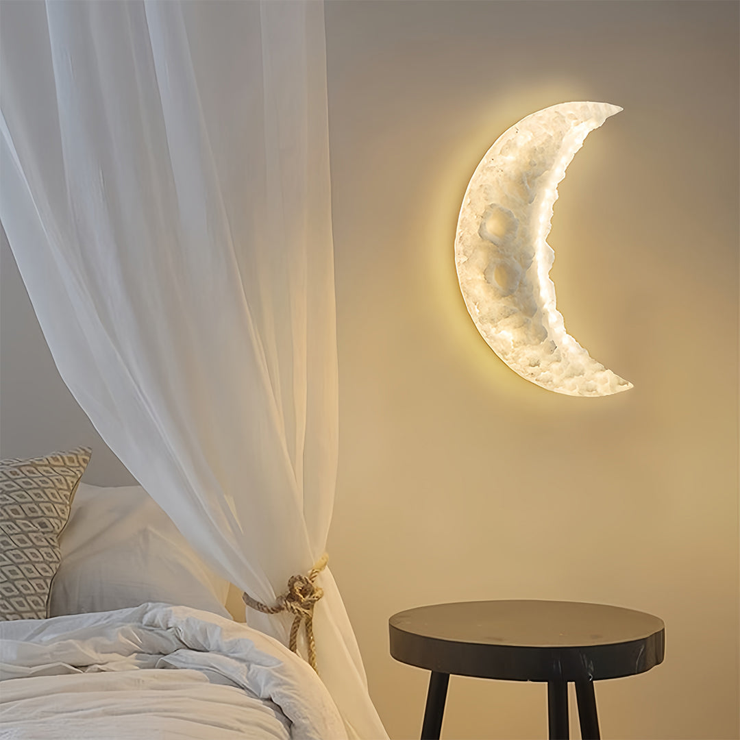 Crescent Moon LED Wall Sconce Dimmable Resin Bedroom Nursery Modern