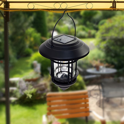 Industrial Solar Outdoor Wall Lantern Cage Glass Aluminum LED 3000K