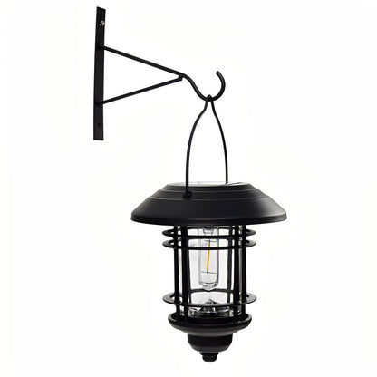 Industrial Solar Outdoor Wall Lantern Cage Glass Aluminum LED 3000K