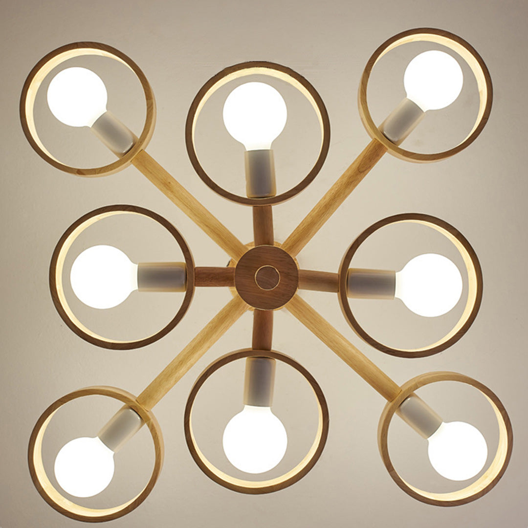 Rubberwood Branch Chandelier Scandinavian E27 3 5 6 8 Light