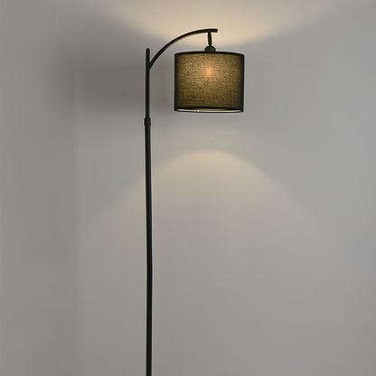 Modern Arc Floor Lamp LED Fabric Shade Adjustable Height Marble Base Dimmable Remote Beige Black Nordic Living Room Bedroom 65 Inch