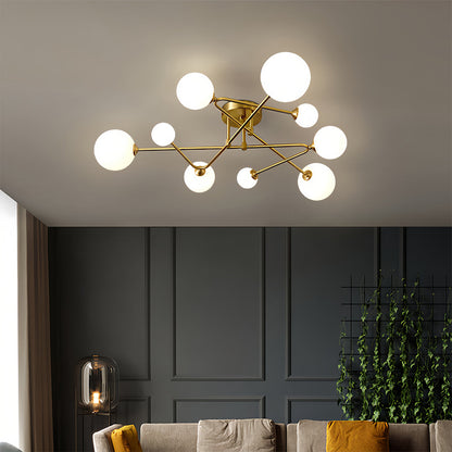 Magic Bean Gold Semi-Flush Mount Nordic Iron E27 Globe 4 6 9 Light