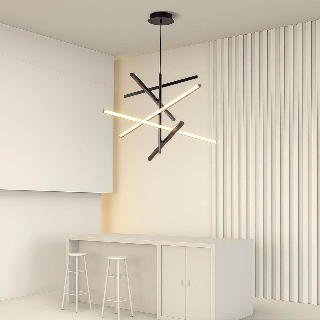 Abstract Multi-Arm Iron Chandelier Silicone Shade Dimmable LED 3000K 6000K Black