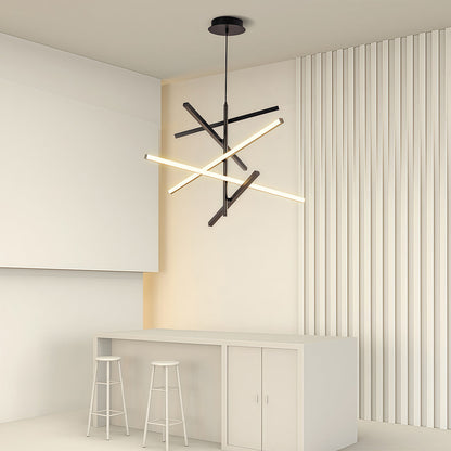 Abstract Multi-Arm Iron Chandelier Silicone Shade Dimmable LED 3000K 6000K Black
