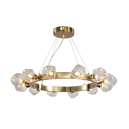 Modern Gold Round Chandelier Brass Ring Ceiling Light Dining Room Living Room