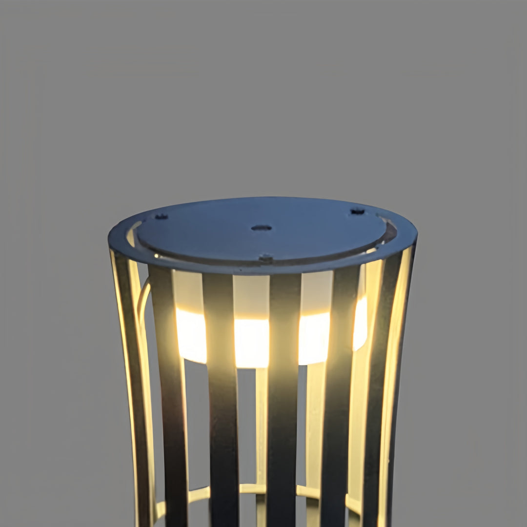Silhouette Stainless Steel Slat Outdoor Floor Lantern IP54 Solar/Hardwired 3000K