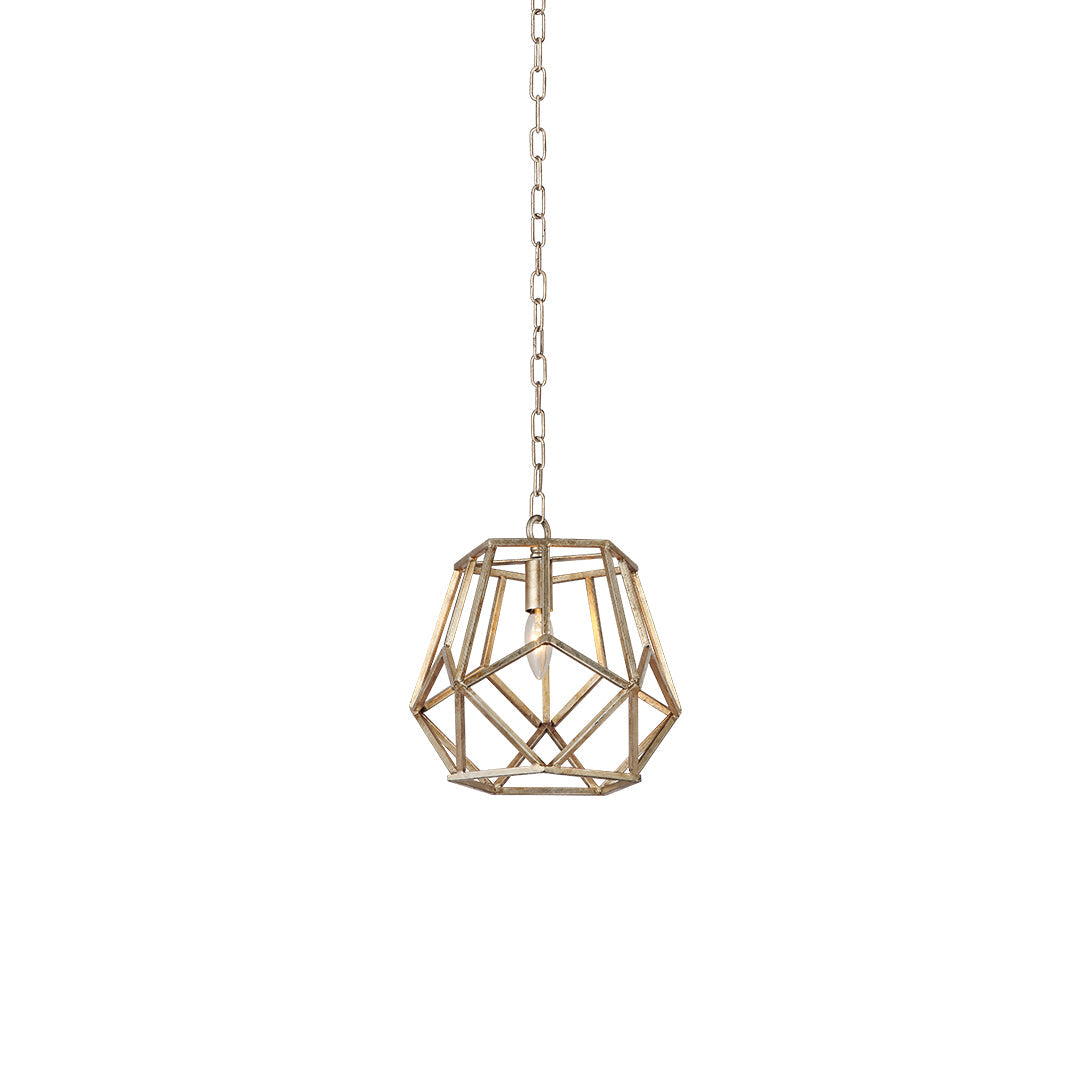 Gold Geometric Pendant Light Nordic Open Cage Polyhedron E12 Kitchen Island Hallway 12 Inch
