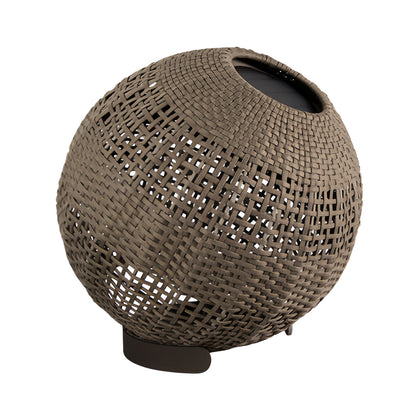 Woven Grass Vine Globe Outdoor Floor Lantern IP65 Solar/Hardwired 3000K Stainless Steel