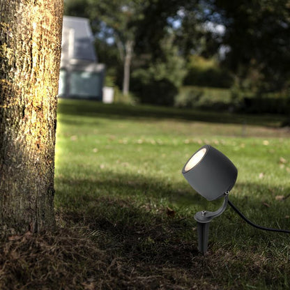 Hardwired LED Outdoor Landscape Spotlight 30W Adjustable Round Die-Cast Aluminum Gray IP66 3200K 100V-240V