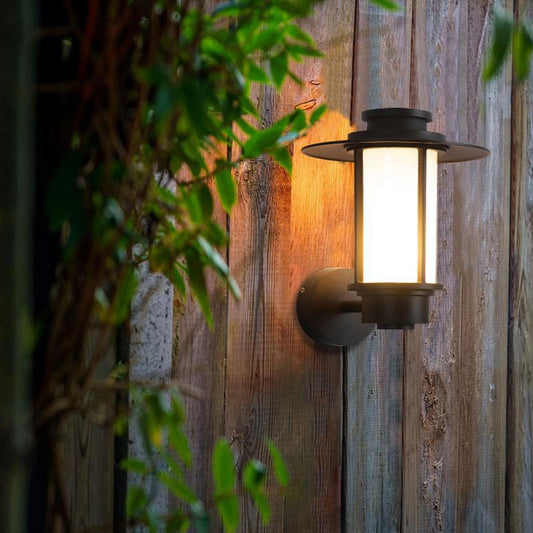Black Retro Top Hat LED Outdoor Wall Sconce IP54 Aluminium 3200K
