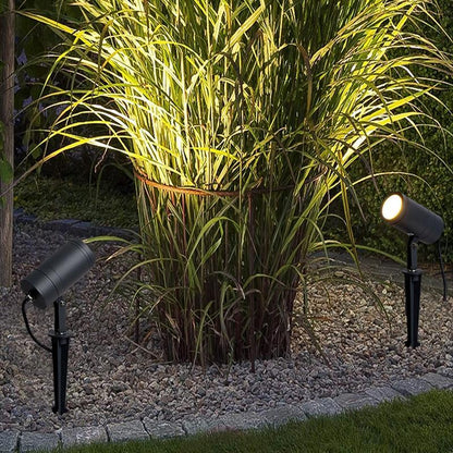 Hardwired LED Outdoor Landscape Spotlight 5W Adjustable Round Aluminum Glass IP65 3200K 110V-240V