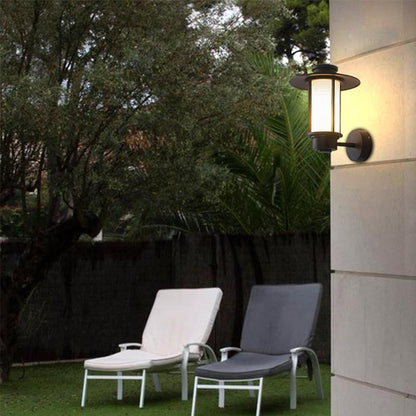 Black Retro Top Hat LED Outdoor Wall Sconce IP54 Aluminium 3200K