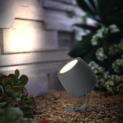 Hardwired LED Outdoor Landscape Spotlight 30W Adjustable Round Die-Cast Aluminum Gray IP66 3200K 100V-240V