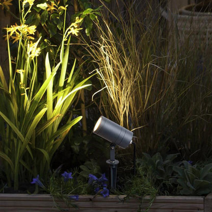 Hardwired LED Outdoor Landscape Spotlight 5W Adjustable Round Aluminum Glass IP65 3200K 110V-240V