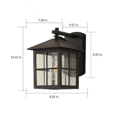 Black Square Glass Lantern Outdoor Wall Sconce Waterproof E27