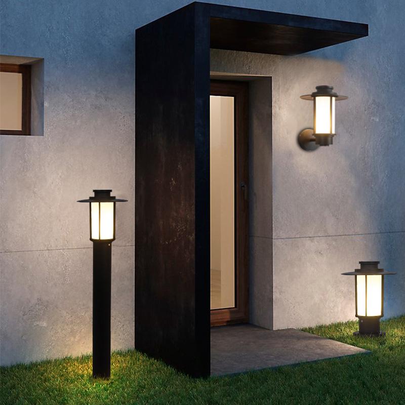Black Retro Top Hat LED Outdoor Wall Sconce IP54 Aluminium 3200K