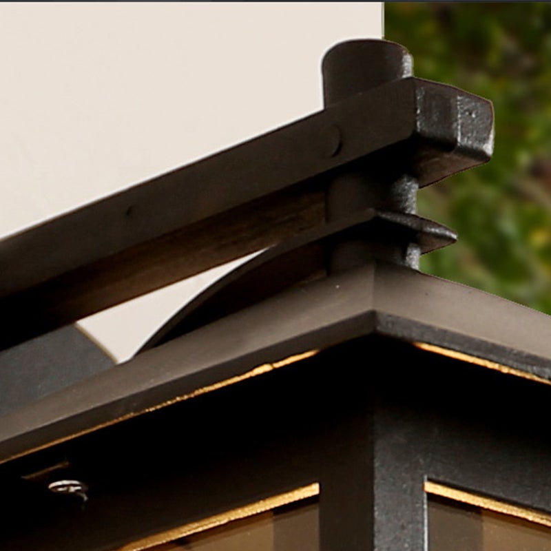 Black Square Glass Lantern Outdoor Wall Sconce Waterproof E27