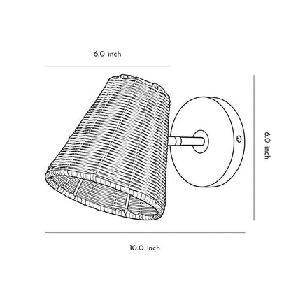 Modern Japanese Wicker Wall Sconce – Adjustable Rattan E27 Wall Light