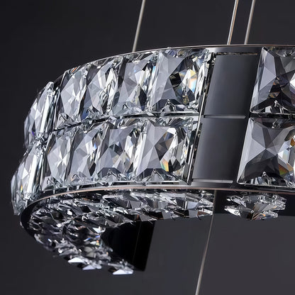 Crystal Chandelier Stainless Steel Chrome Titanium Black Warm White LED Multi-Tier Cascading Large Format