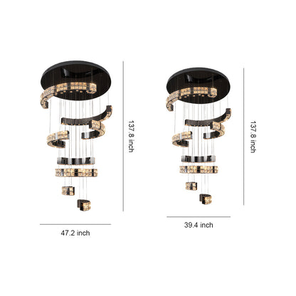 Crystal Chandelier Stainless Steel Chrome Titanium Black Warm White LED Multi-Tier Cascading Large Format